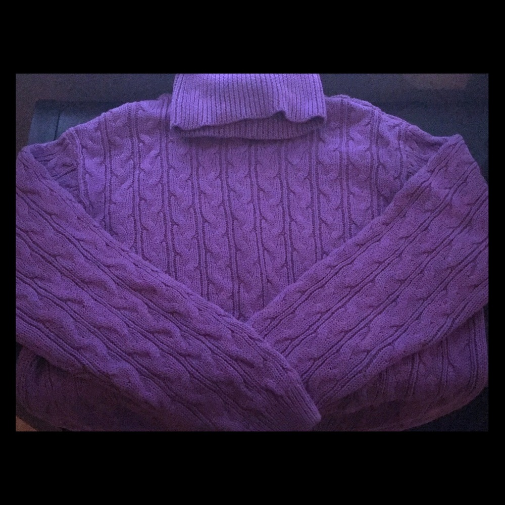 Beautiful Purple Turtleneck Cable sweater